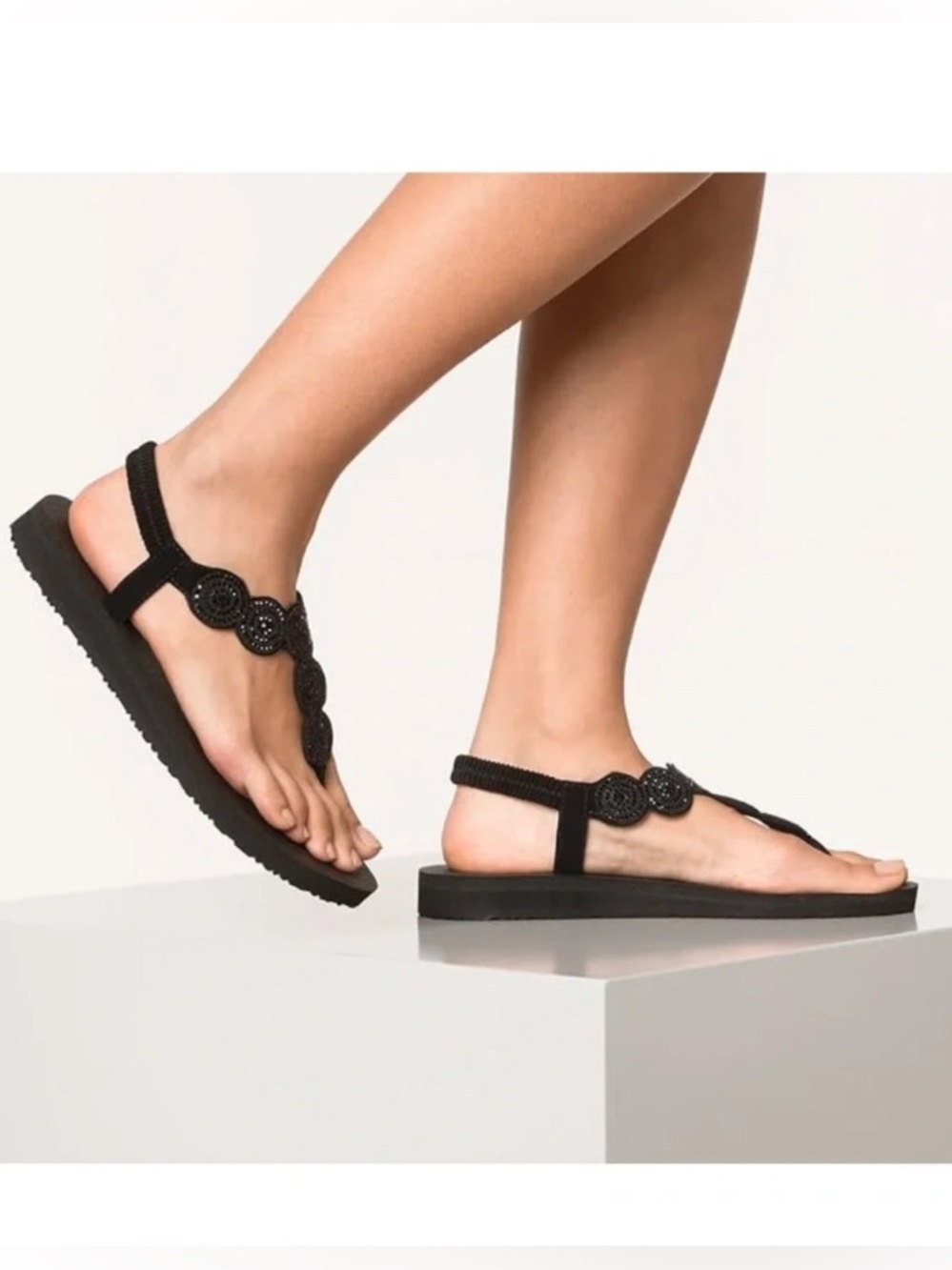 Skechers Women's MEDITATION   Black Casual Sandals  Size 8